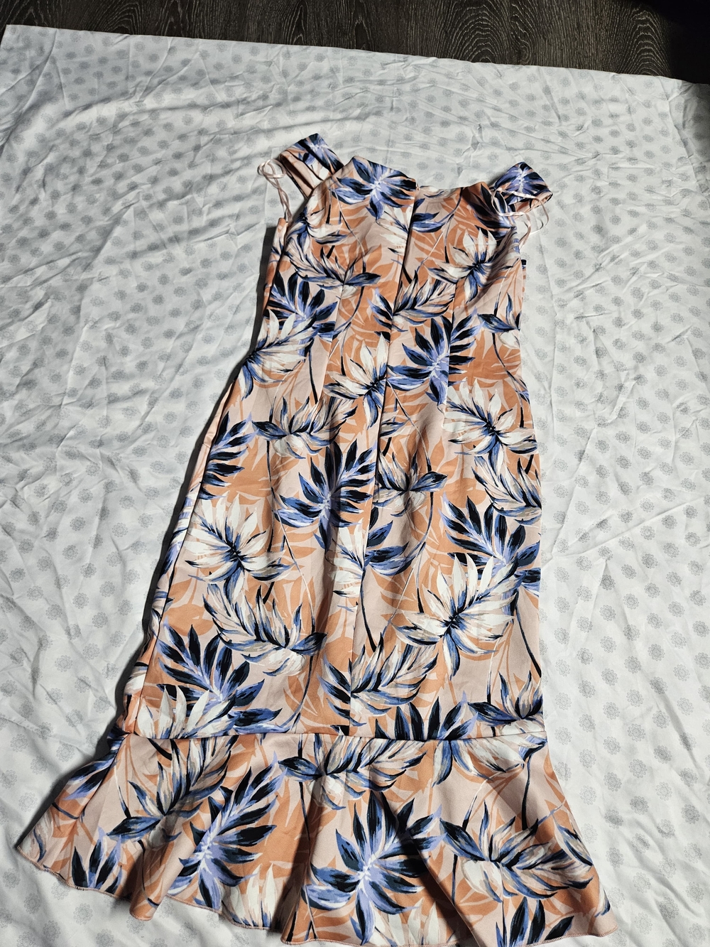 VENUS Peach and Blue Floral Off-Shoulder High-Low Dress - Picture 6 of 8